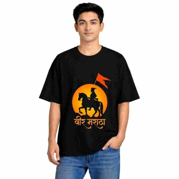 Unisex Oversized Veer Maratha With Flag | Shivaji Maharaj Tshirt